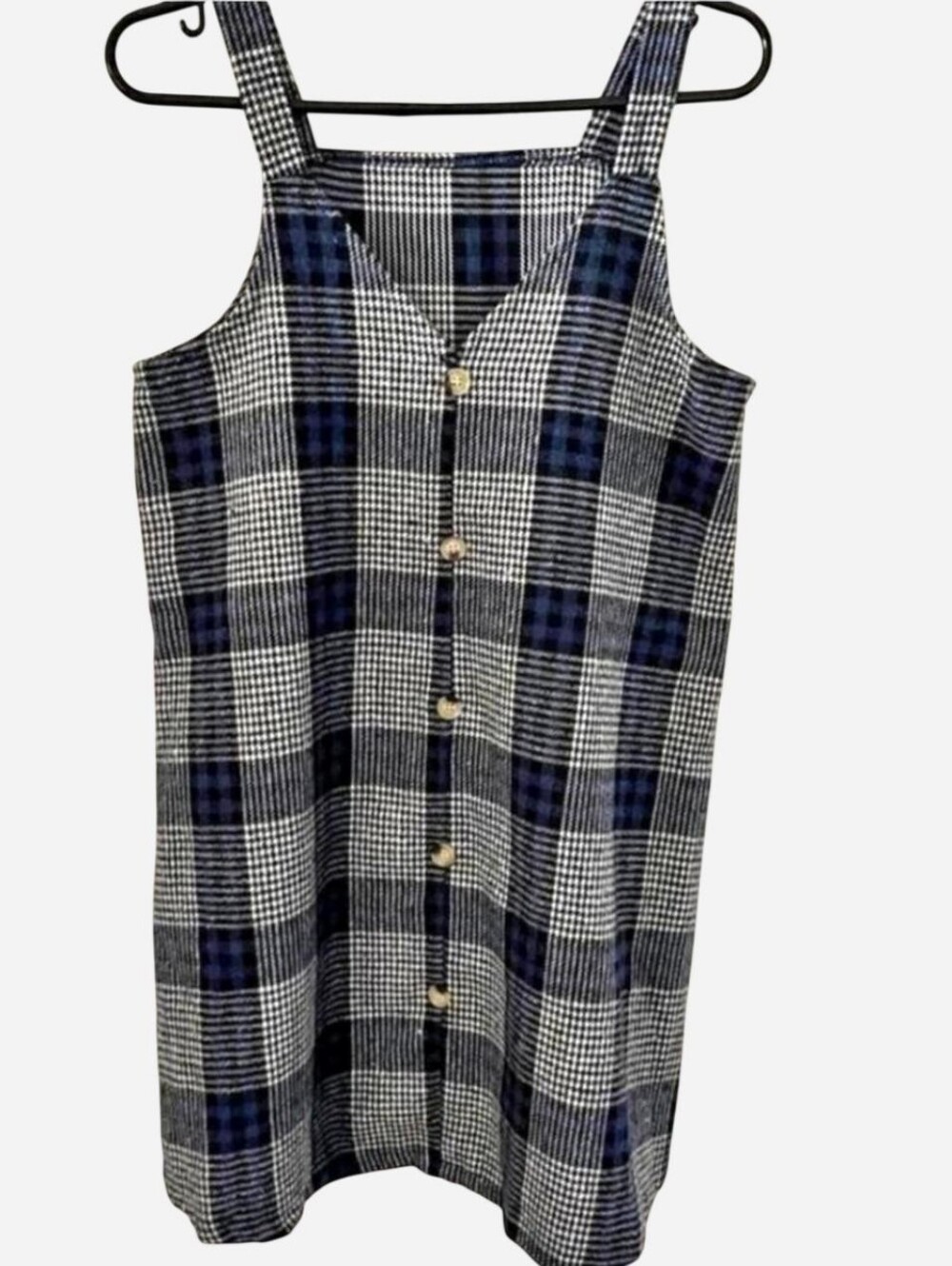Soft Plaid Mini Tank Shirt Dress Small Medium Flannel Button Down Fall Punk Prep